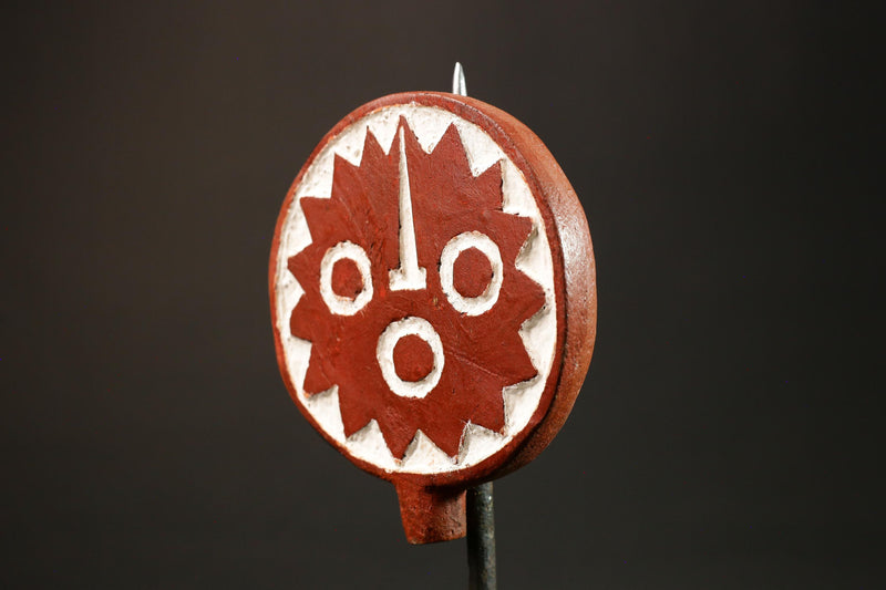 African Sun Mask Handcrafted Red and White Wood from BWA BOBO Tribe Masks for wall-G3037