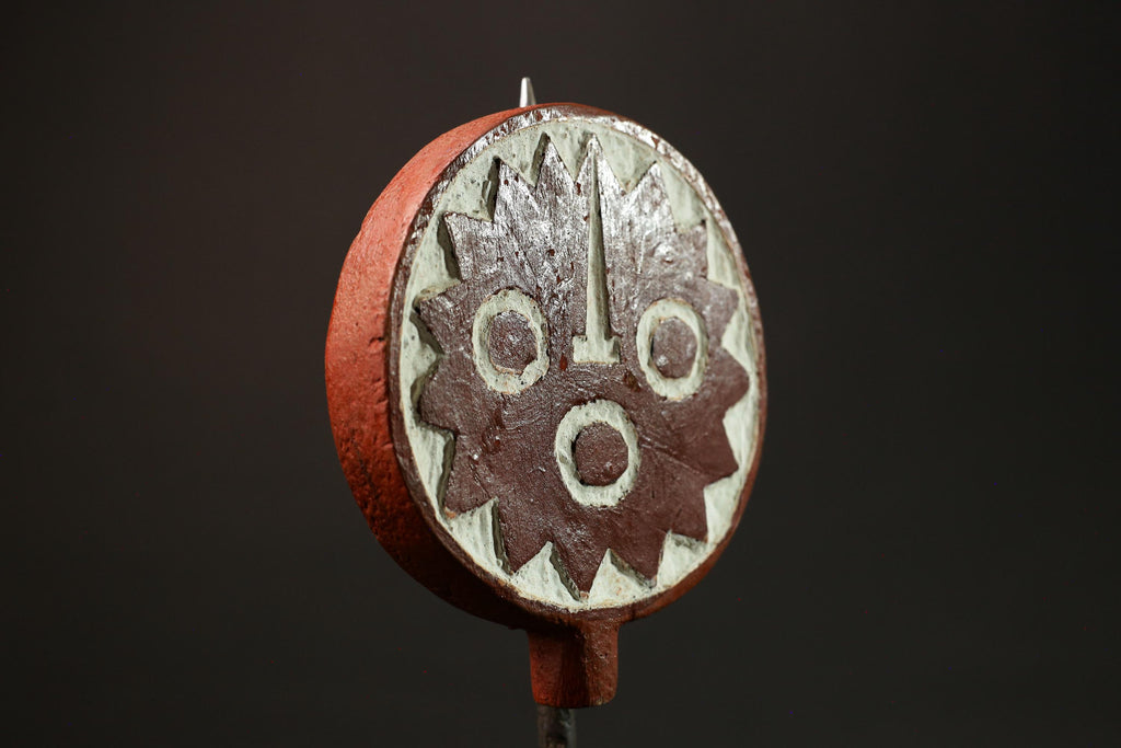 African Sun Mask Handcrafted Red and White Wood from BWA BOBO Tribe Masks for wall-G3037