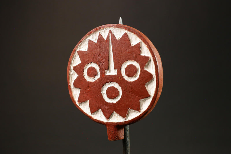 African Sun Mask Handcrafted Red and White Wood from BWA BOBO Tribe Masks for wall-G3037