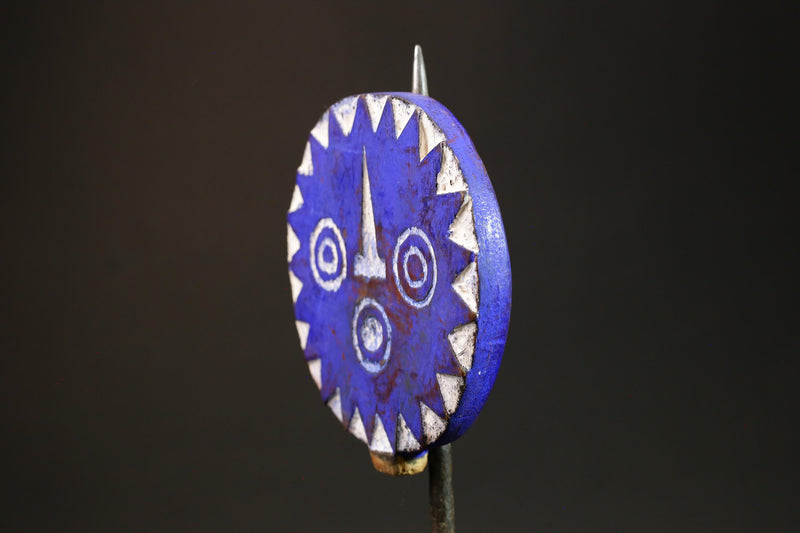 African Sun Mask-Handcrafted Blue Wood from Bwa Bobob Tribe Wall Decor Masks for wall-G3043