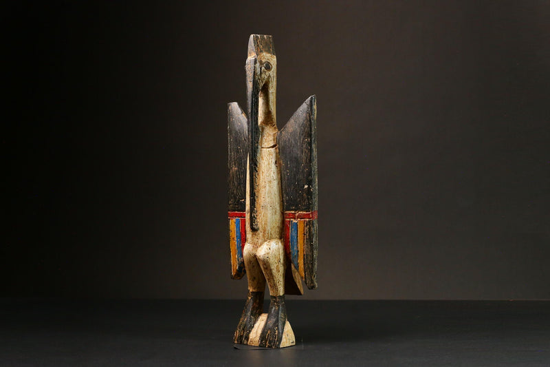 African Bird Hand Carved African Bird Figure from Senufo People Unique Wooden Home Décor Authentic Art Statue for Display - G1656