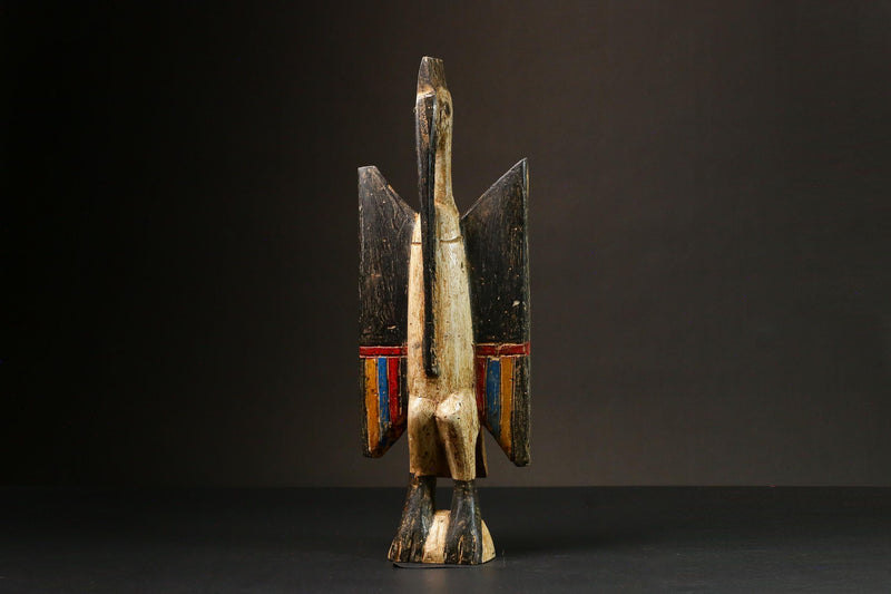 African Bird Hand Carved African Bird Figure from Senufo People Unique Wooden Home Décor Authentic Art Statue for Display - G1656