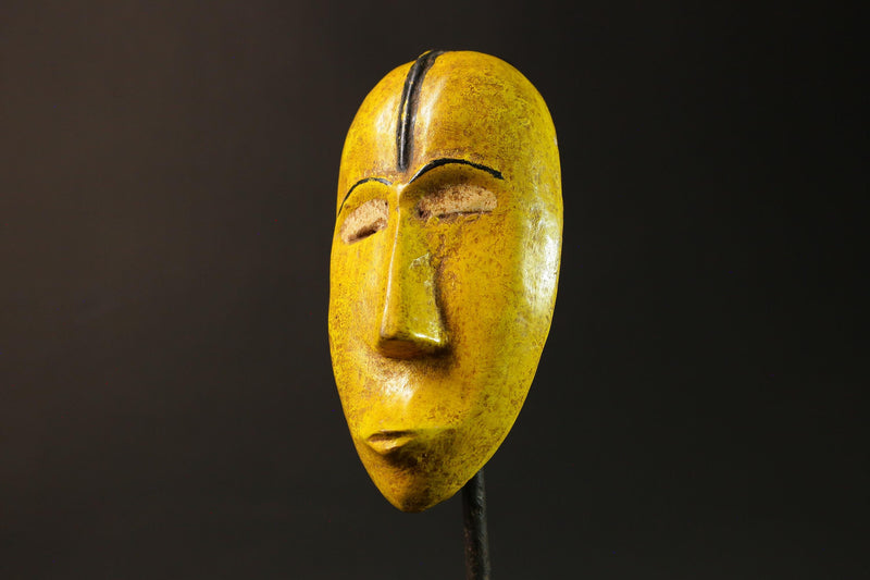 African Dan Mask Handcrafted Yellow Wood Face Portrait Wall Decor Masks for wall-G3045