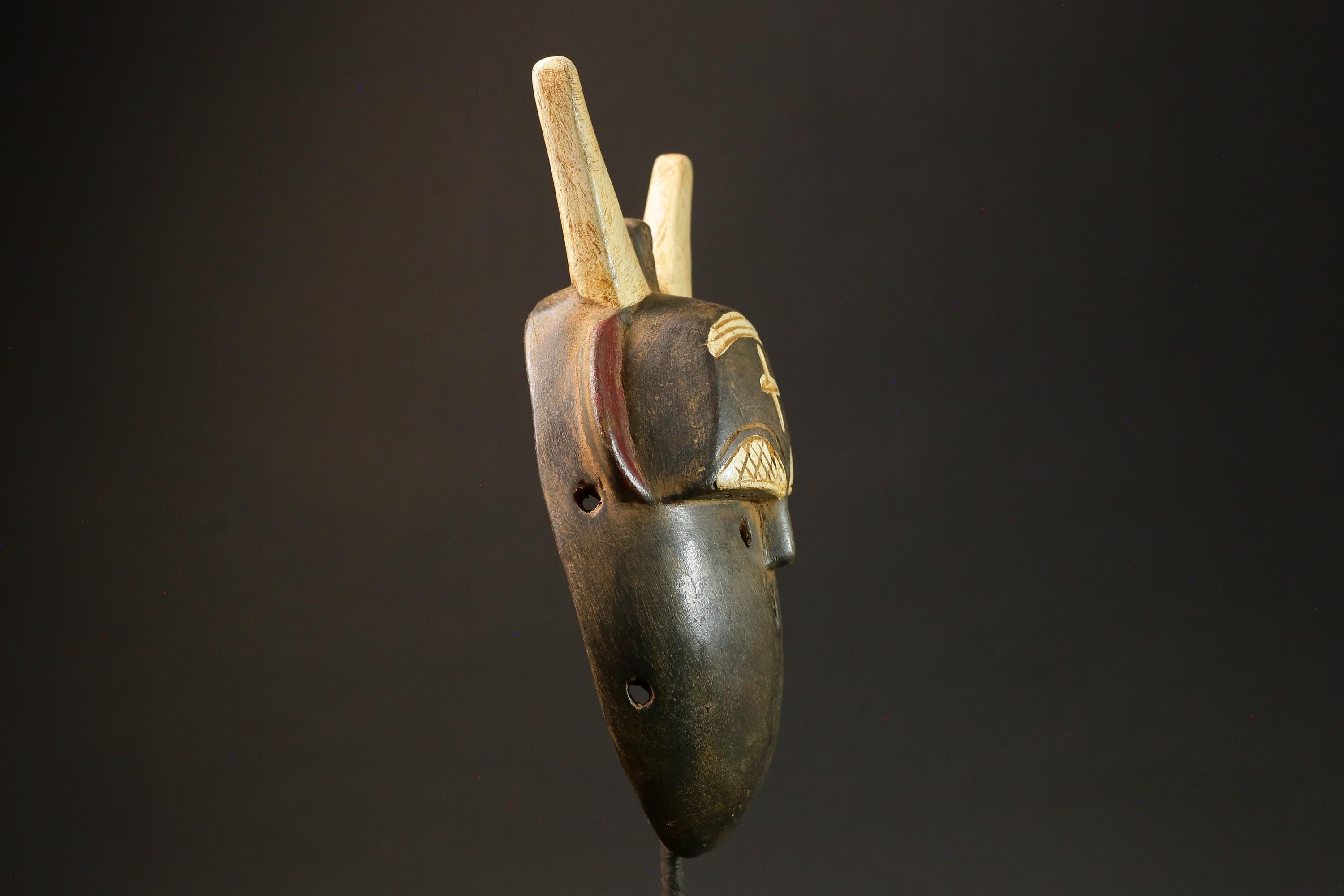 African Mask Toma Handcrafted Wooden Face Portrait with Horns Wall Decor Masks for wall-G3046