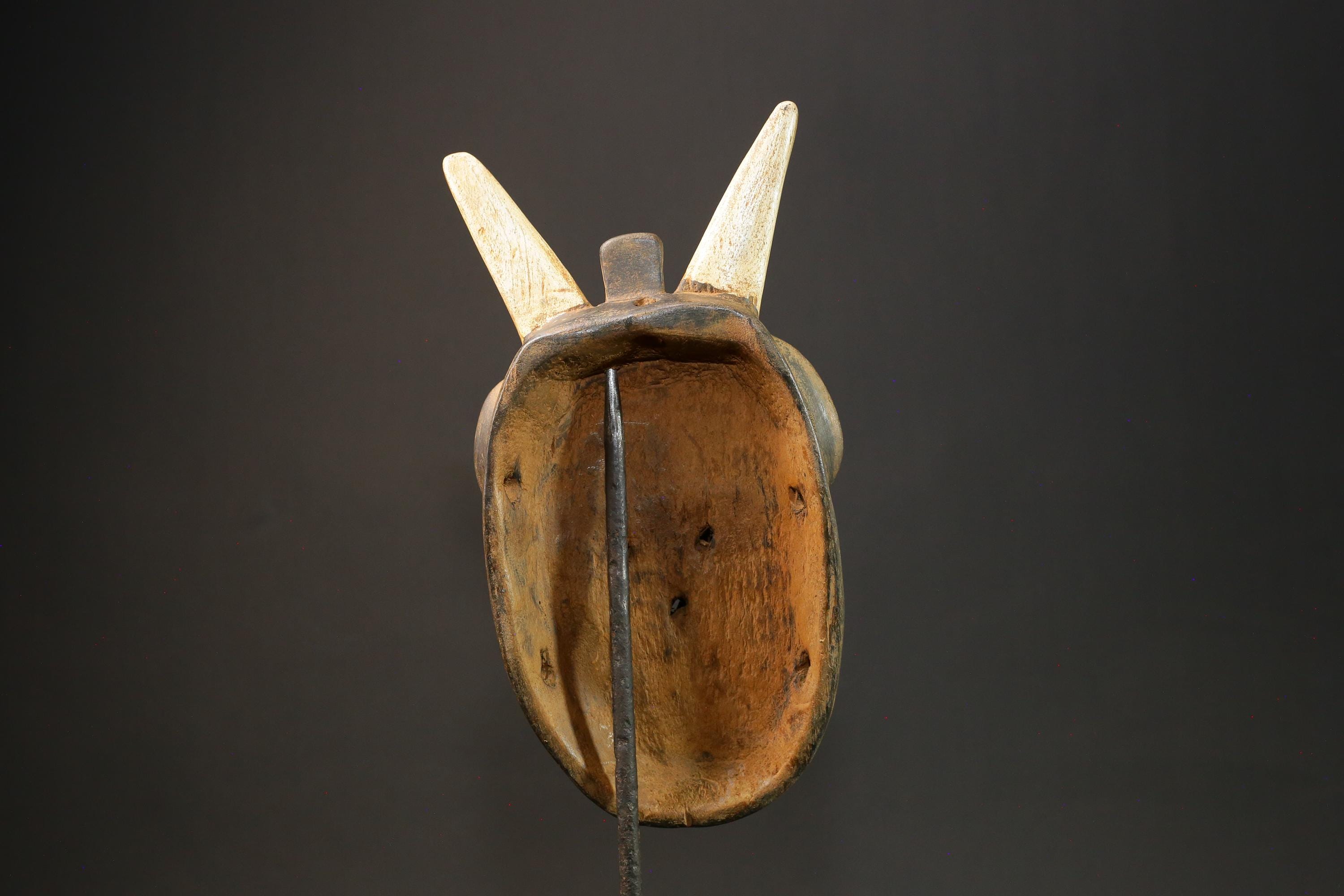 African Mask Toma Handcrafted Wooden Face Portrait with Horns Wall Decor Masks for wall-G3046