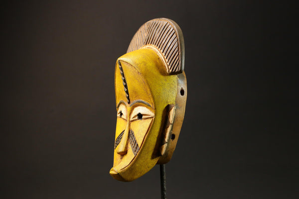 Traditional African Mask Handcrafted Yellow Wood Face Portrait Baule Tribe Masks for wall-G3047