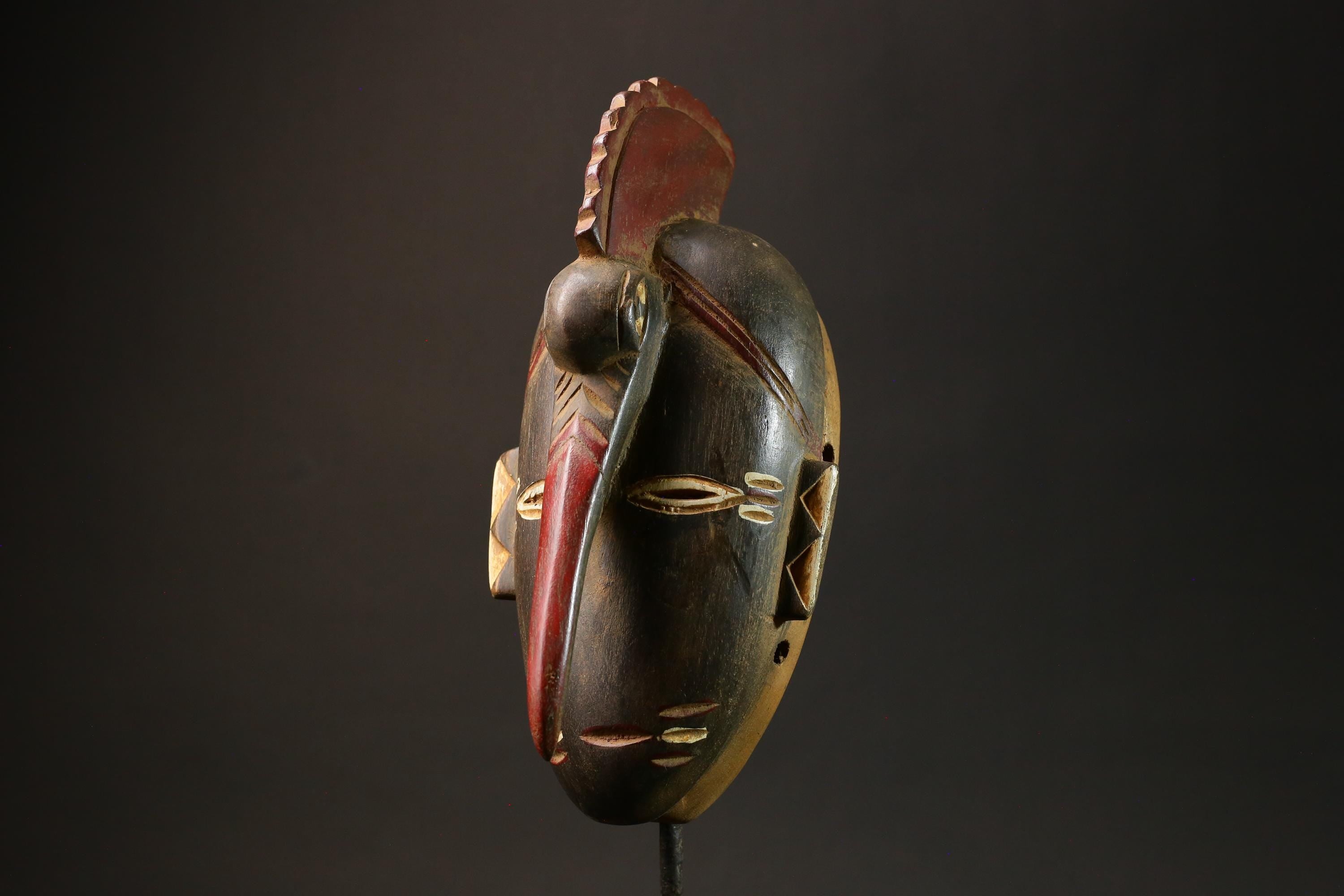 African Carved Wood Mask Handmade Tribal Guru Elephant Mask Decor Masks for wall-G3050