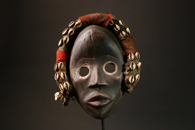 African Antique Dan Gunye Ge Mask Handcrafted Unique Wood Decor Authentic Tribal Art Piece for Home Display - G1646