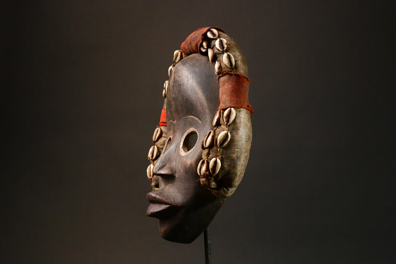 African Antique Dan Gunye Ge Mask Handcrafted Unique Wood Decor Authentic Tribal Art Piece for Home Display - G1646