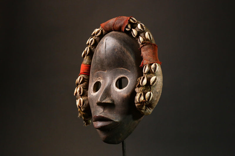 African Antique Dan Gunye Ge Mask Handcrafted Unique Wood Decor Authentic Tribal Art Piece for Home Display - G1646