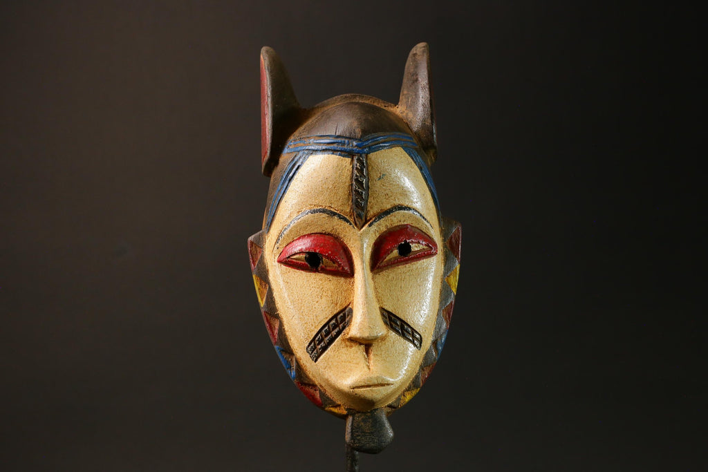 African Goro Baule Mask Hand-Carved White Wood Wall Hanging Decor Masks for wall-G3054