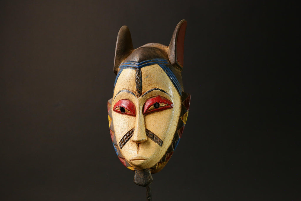 African Goro Baule Mask Hand-Carved White Wood Wall Hanging Decor Masks for wall-G3054