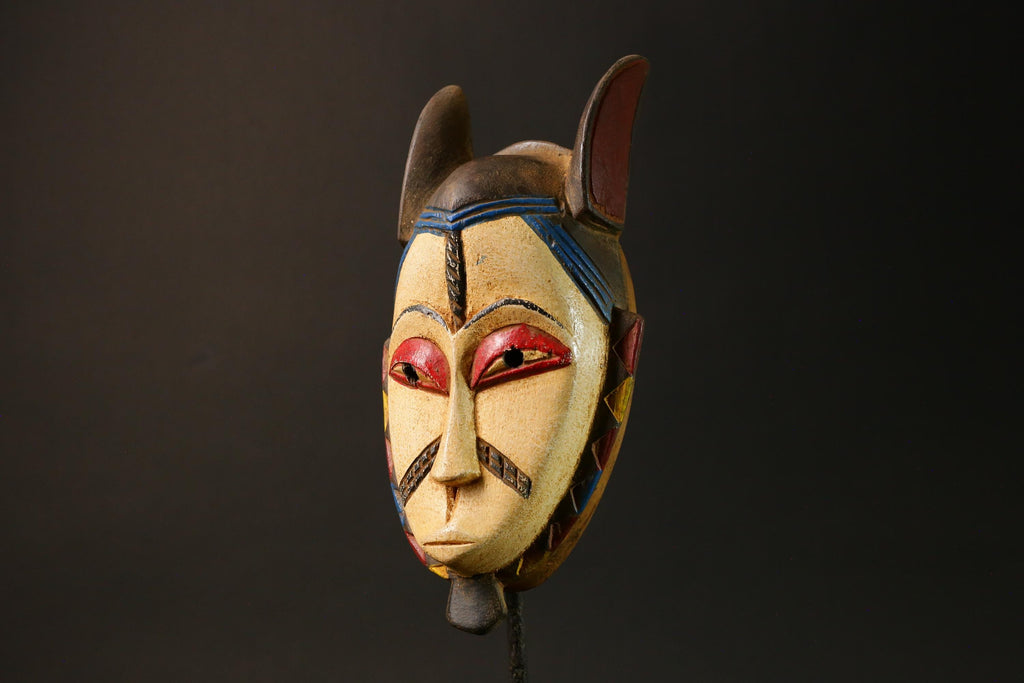 African Goro Baule Mask Hand-Carved White Wood Wall Hanging Decor Masks for wall-G3054