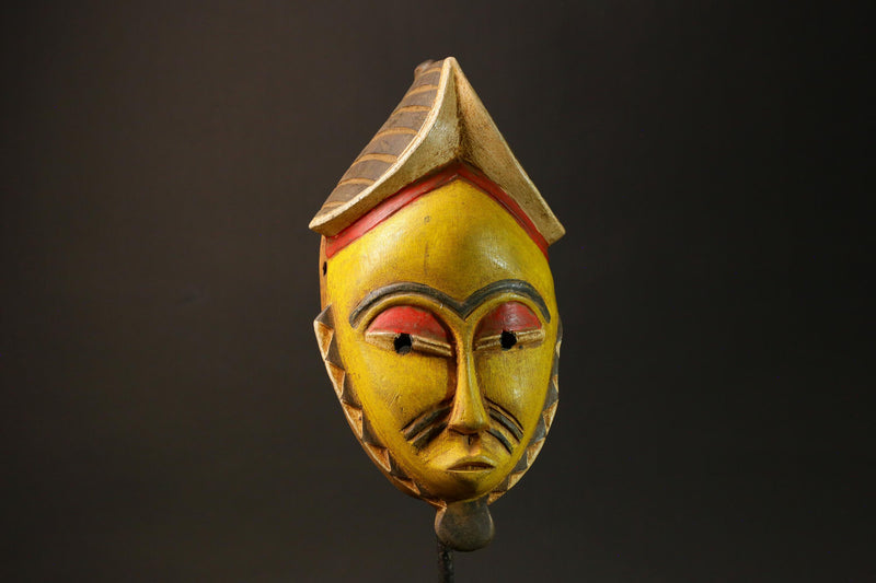 African Goro Baule Mask Hand-Carved Yellow Wood Wall Hanging Decor Masks for wall-G3055