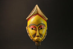 African Goro Baule Mask Hand-Carved Yellow Wood Wall Hanging Decor Masks for wall-G3055