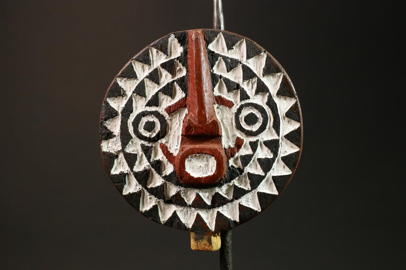 African Bwa Bobo Mask Hand-Carved White and Brown Geometry Wall Decor Masks for wall-G3064