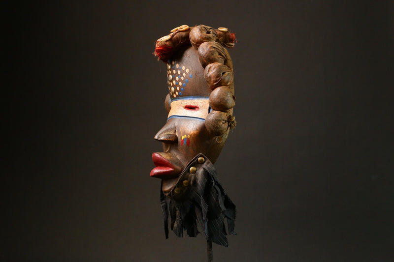 African mask Hand-Carved African Dan Mask Unique Tribal Art Decor Adorned with Cowrie Shells Authentic Home Decor Piece - G3294