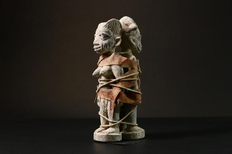 African Yoruba Nago Statuette Hand-Carved Wooden Sculpture Unique Art from Nigeria Authentic Tribal Decor Piece for Home Display - G3289