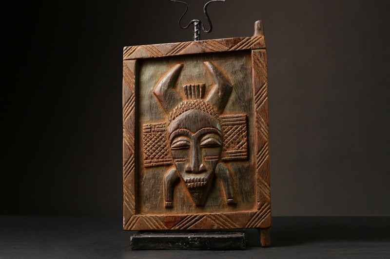 African Vintage Granary Door Hand-Carved Wooden Wall Art Authentic Decor Piece Unique Hanging Art for Home Display - G3283