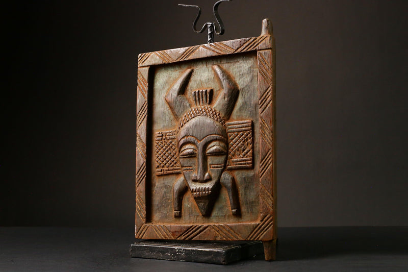 African Vintage Granary Door Hand-Carved Wooden Wall Art Authentic Decor Piece Unique Hanging Art for Home Display - G3283