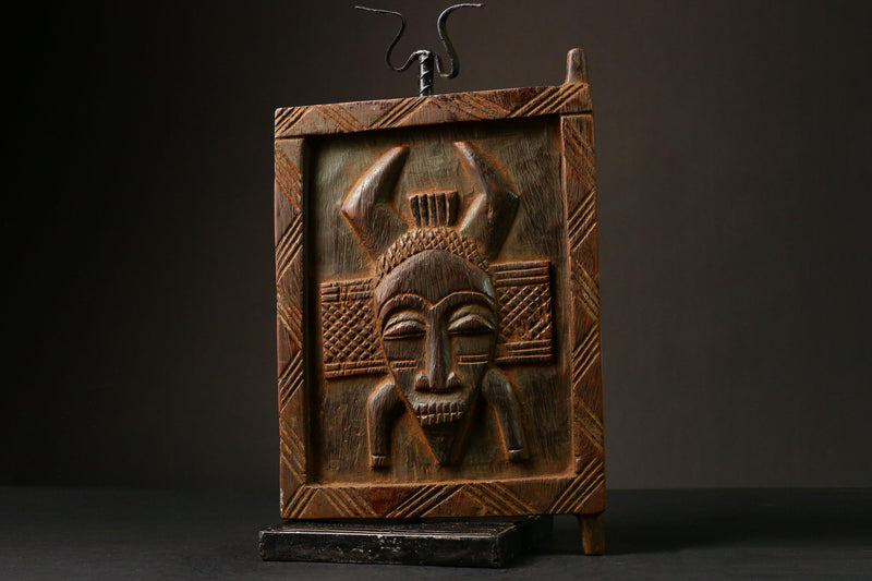 African Vintage Granary Door Hand-Carved Wooden Wall Art Authentic Decor Piece Unique Hanging Art for Home Display - G3283