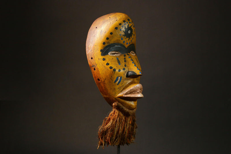 African Dan Mask Hand-Carved Wooden Art from Côte d'Ivoire Unique Tribal Decor Authentic African Artwork for Home Display - G3279