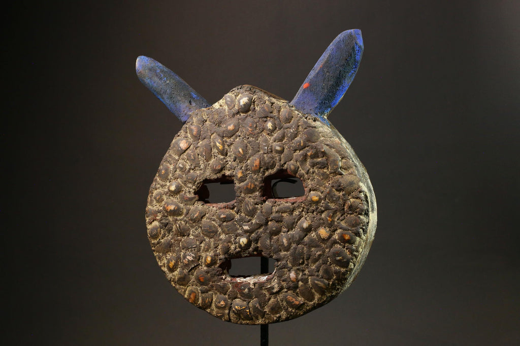 Antique African Mask Traditional Goli Guru Tribe Wood Wall Decor Art Piece-G1434