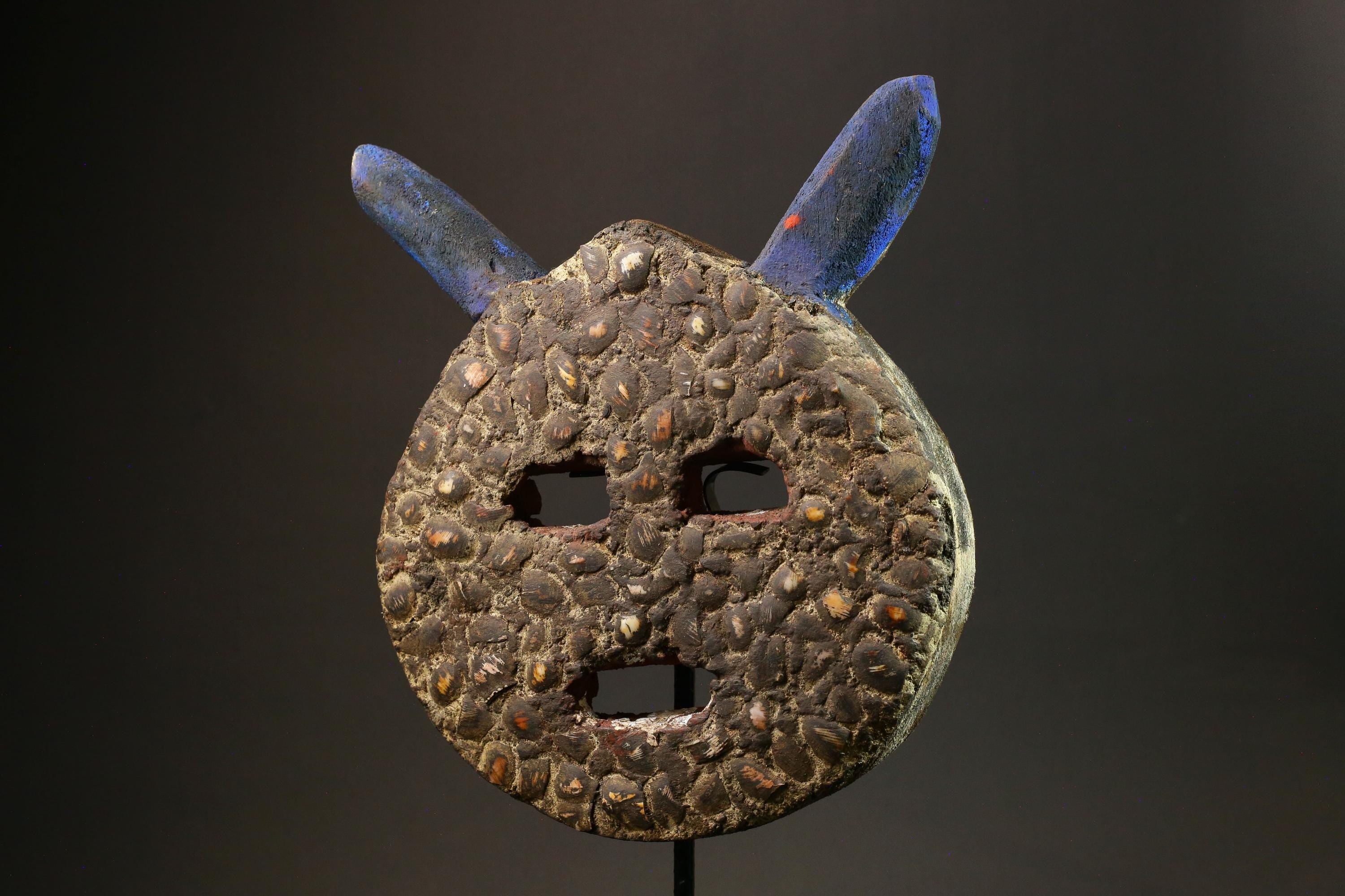 Antique African Mask Traditional Goli Guru Tribe Wood Wall Decor Art Piece-G1434