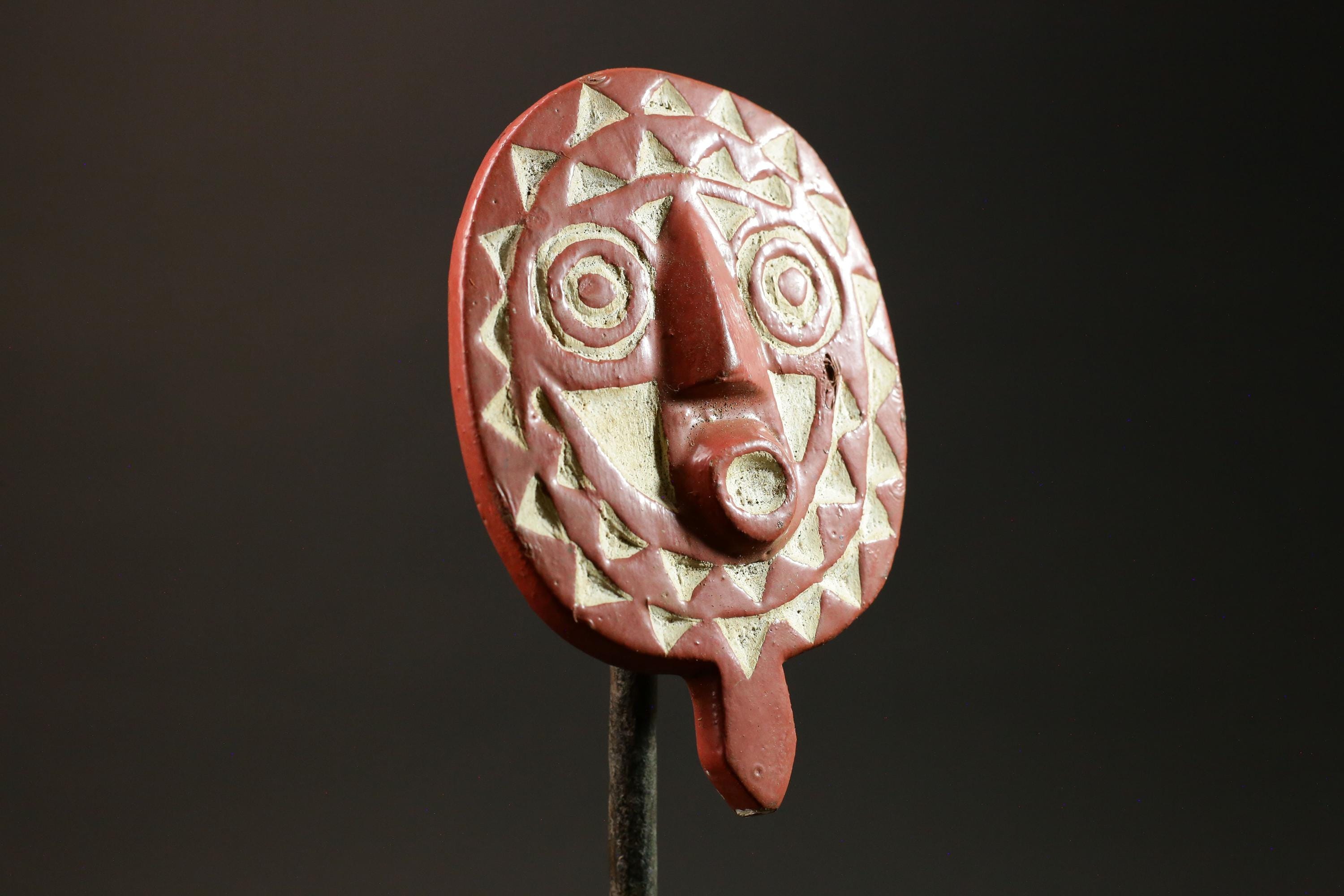 African Sun Mask BWA - Wall Hanging Primitive Art Decor from Burkina Faso-7843