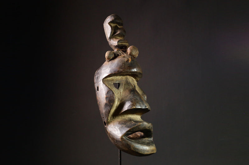 African Mask Tribal Dan Bambara Mask Hand-Carved Wooden Art Unique Decor Piece from Mali Authentic Wall Art for Home Display-G1723