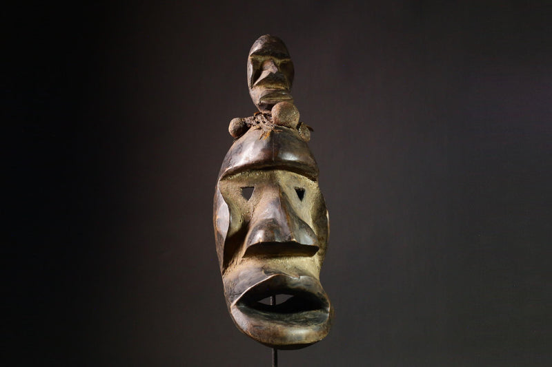 African Mask Tribal Dan Bambara Mask Hand-Carved Wooden Art Unique Decor Piece from Mali Authentic Wall Art for Home Display-G1723