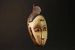 Antique African Guru Mask - White Tribal Face Wall Decor for Home Art-G3068