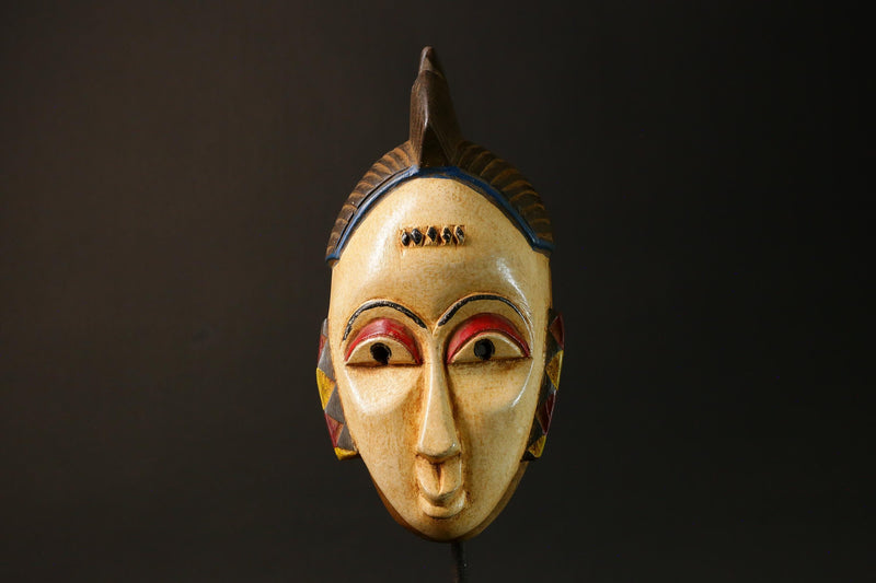 Antique African Guru Mask - White Tribal Face Wall Decor for Home Art-G3068