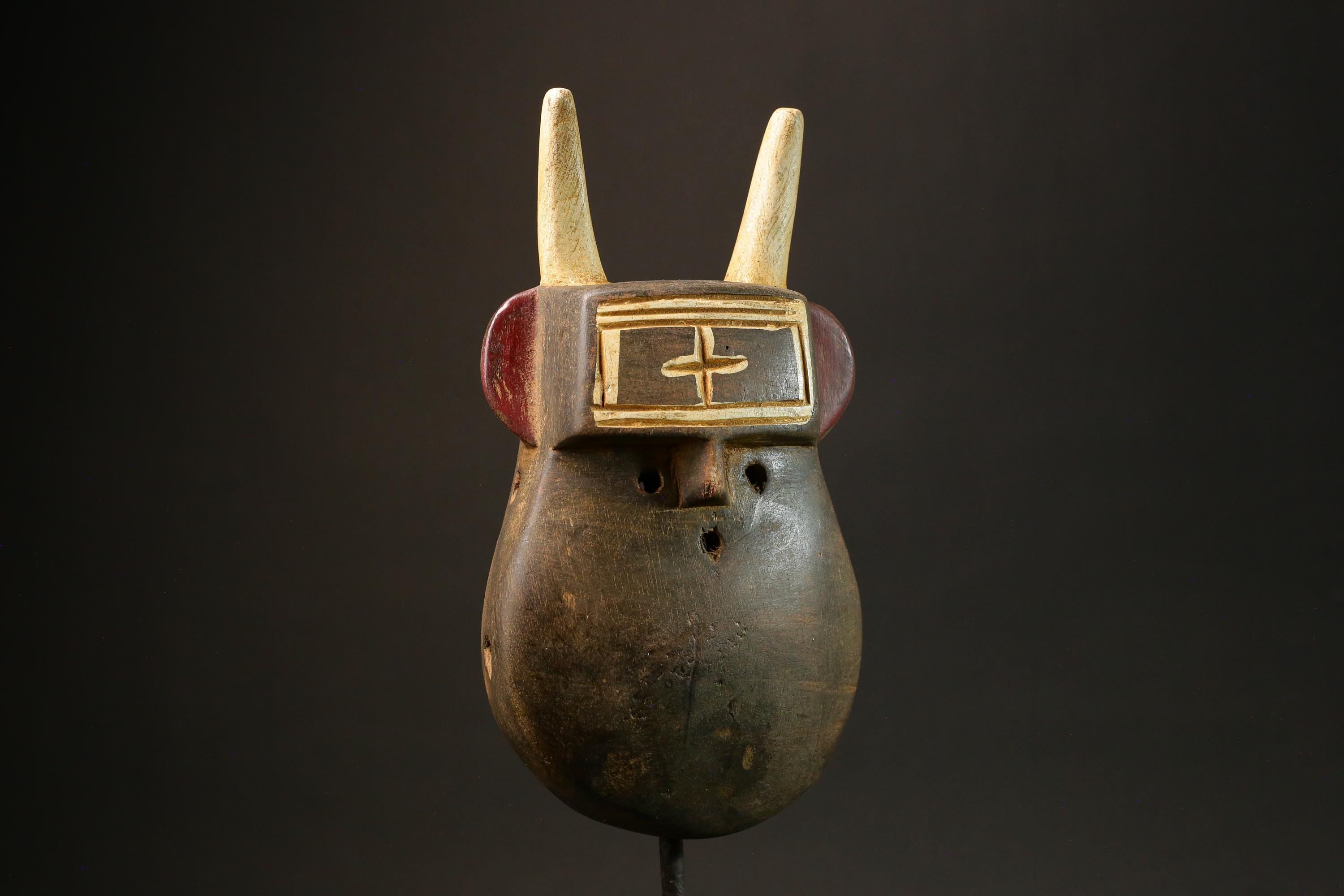 African Vintage TOMA TOMA Mask - Hand-Carved Baule Tribe Wall Decor-G3071