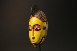 African Art Home Decor-Yellow Carved Wood Baule Mask Wall Hanging Decor Masks for wall-G3073