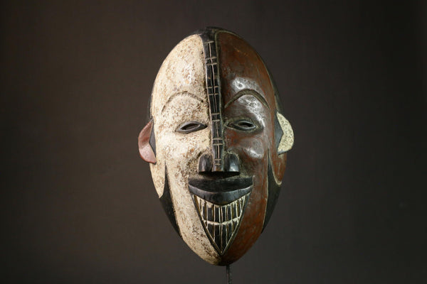 African Mask Authentic African Wood Mask | Igbo Kpong Adomba Wall Art Unique Tribal Decor Handcrafted Cultural Piece - G1709