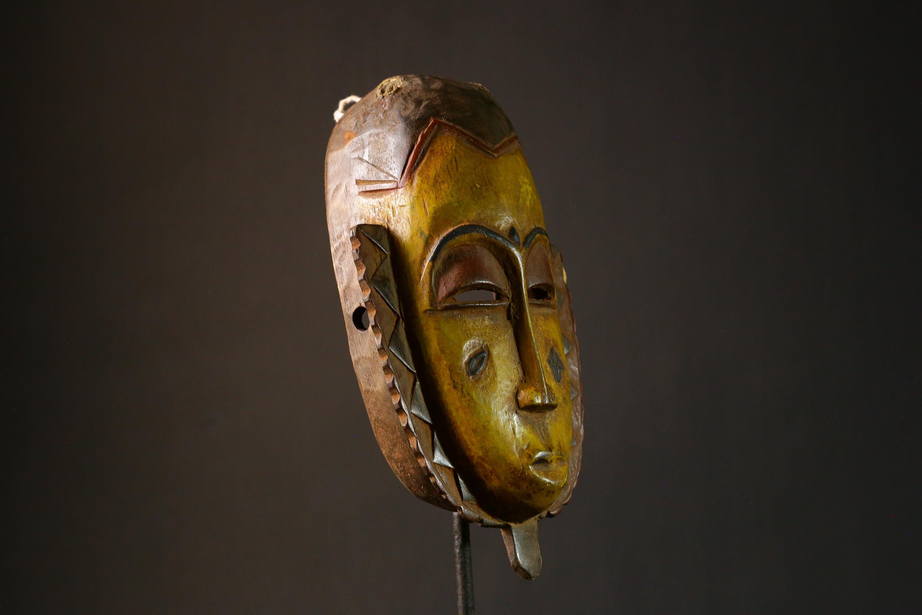 African mask Authentic African Vintage Wood Carved Zaouli Guro Tribal Face Wall Art | Unique Cultural Decor | Handmade Art Piece - 4717
