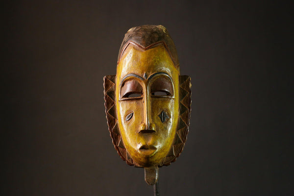 African mask Authentic African Vintage Wood Carved Zaouli Guro Tribal Face Wall Art | Unique Cultural Decor | Handmade Art Piece - 4717