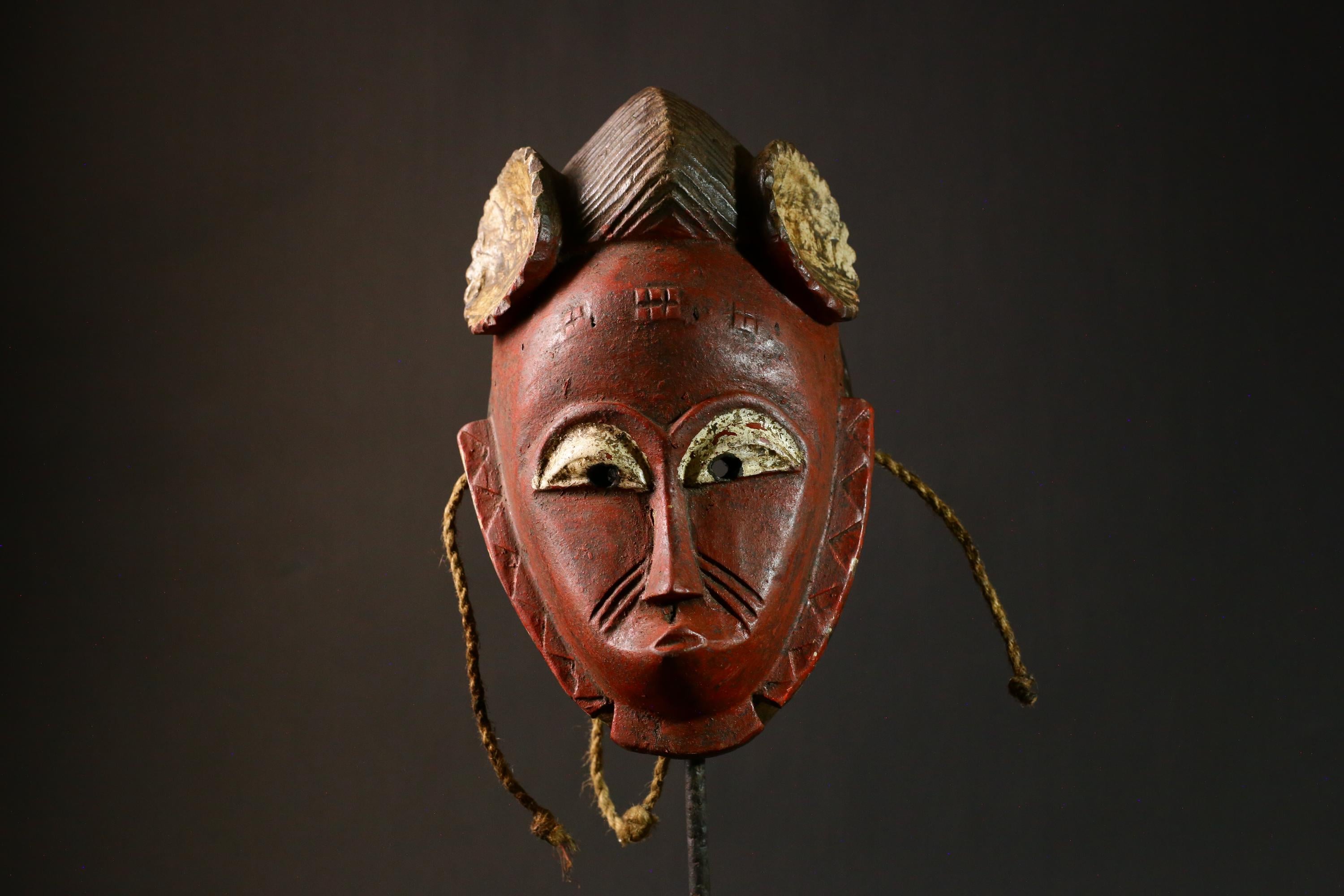 African Masks Authentic Antique Guro Mask | Vintage Carved Wood Tribal Face | Unique Wall Art Decor | Handcrafted Cultural Piece - 8054