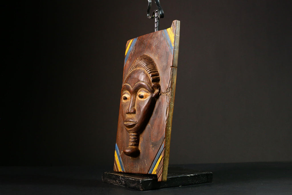 African Authentic Yoruba Granary Door - Hand-Carved Wooden Wall Hanging Decor Statue - Unique Cultural Home Accent - G3308