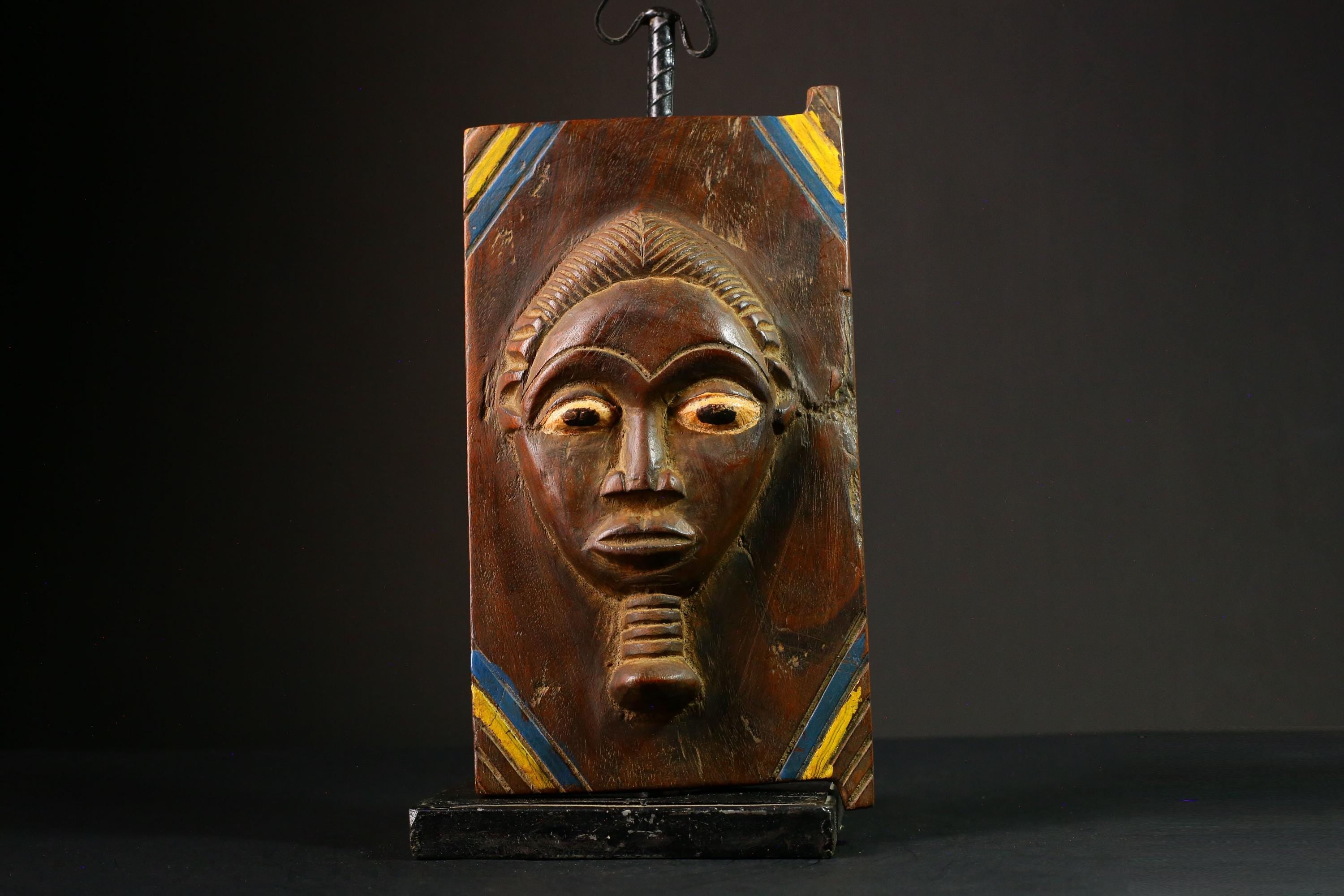 African Authentic Yoruba Granary Door - Hand-Carved Wooden Wall Hanging Decor Statue - Unique Cultural Home Accent - G3308