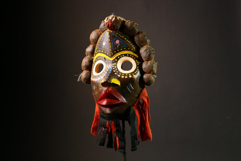 African Dan Gunye Mask - Traditional Brown Wood Wall Hanging Decor Masks for wall-G3301