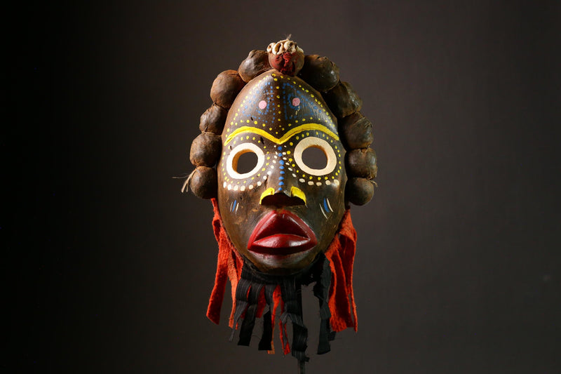 African Dan Gunye Mask - Traditional Brown Wood Wall Hanging Decor Masks for wall-G3301