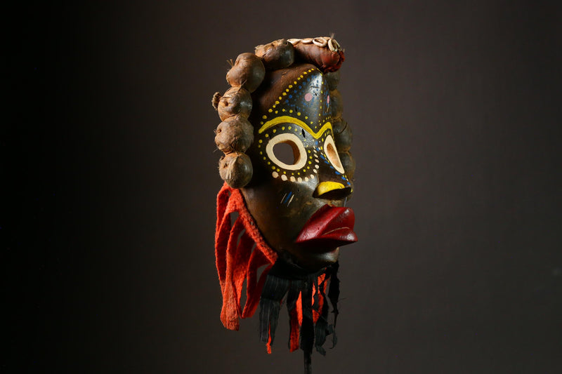 African Dan Gunye Mask - Traditional Brown Wood Wall Hanging Decor Masks for wall-G3301