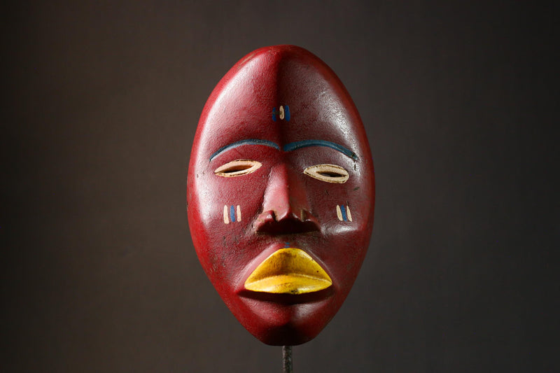 African Hand-Carved Dan Tribal Mask | Unique Wooden Collectible Piece | Ethnic Wall Art Decor | Authentic African Sculpture - G3299