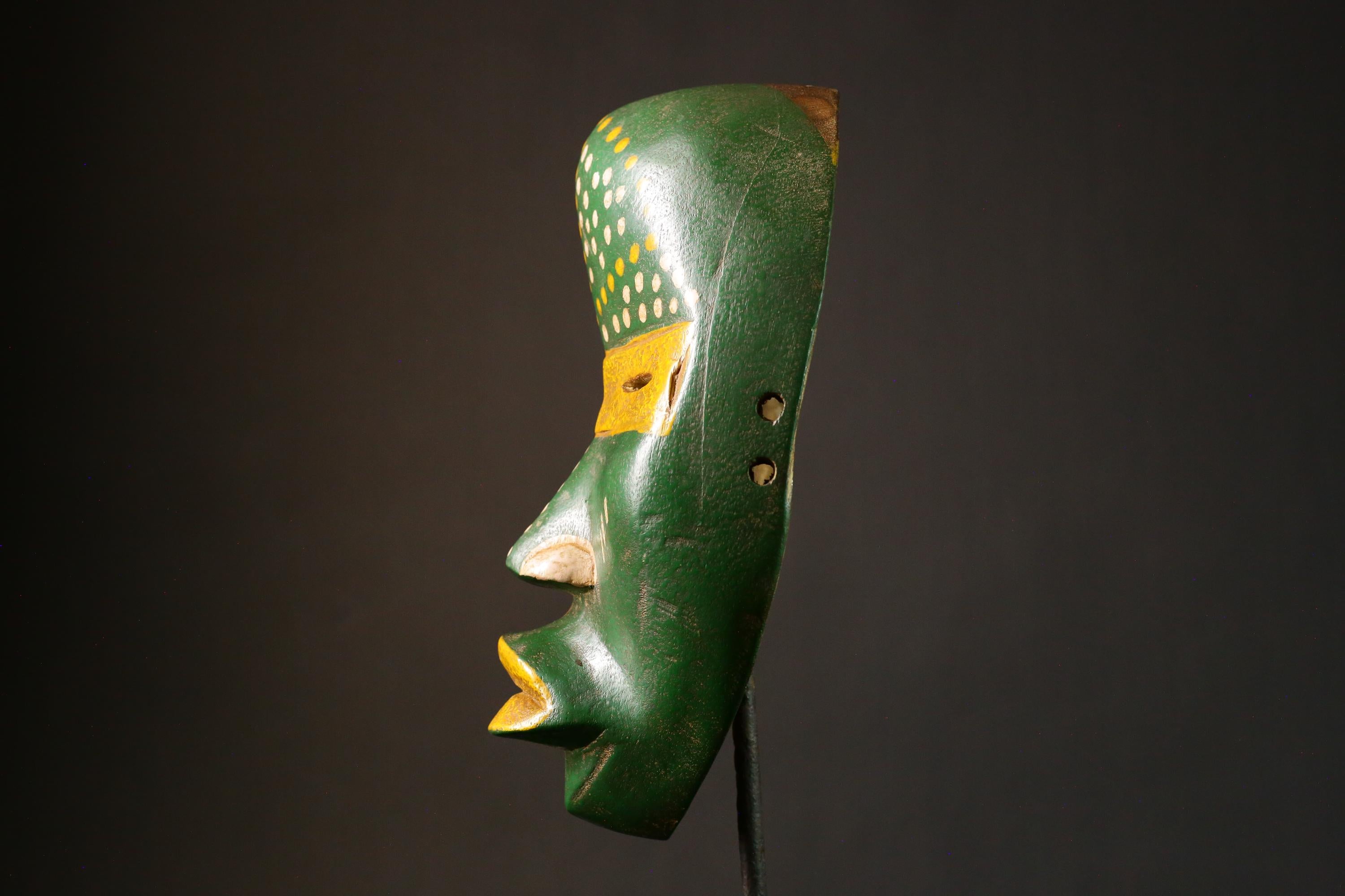 African Hand-Carved Dan Tribal Mask | Unique Wooden Collectible Piece | Ethnic Wall Art Decor | Authentic African Sculpture - G3298