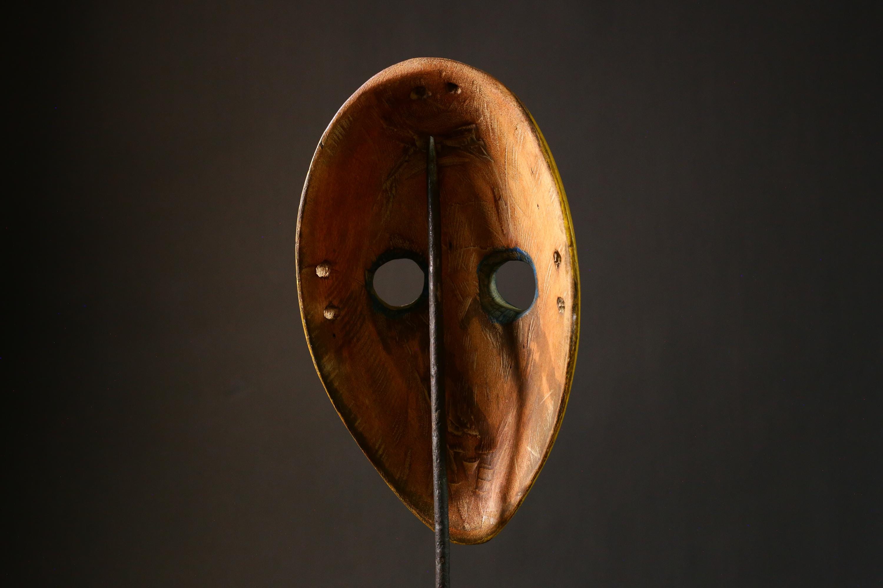 African Passport Mask | Hand-Carved Wooden Decor from Liberia | Unique Wall Art | Authentic Tribal Sculpture | G3297