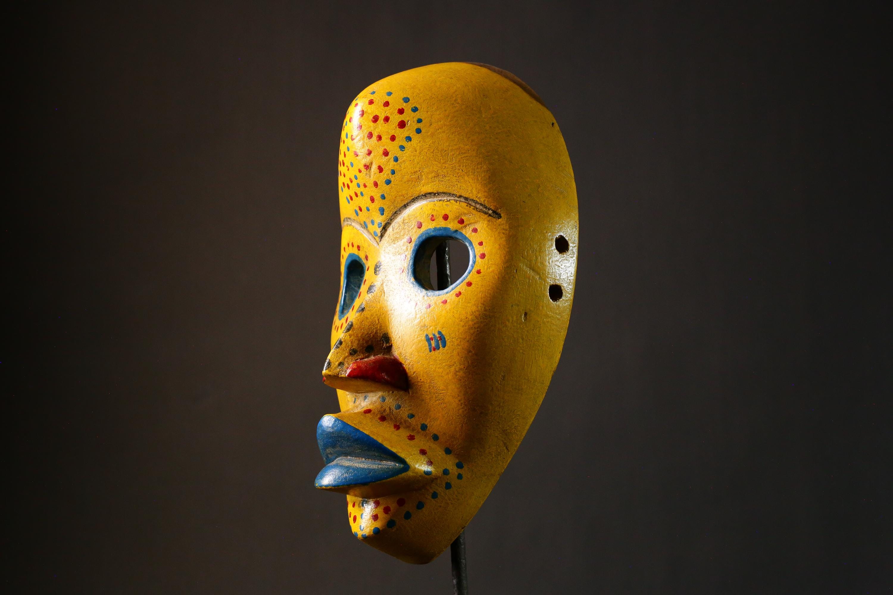 African Passport Mask | Hand-Carved Wooden Decor from Liberia | Unique Wall Art | Authentic Tribal Sculpture | G3297