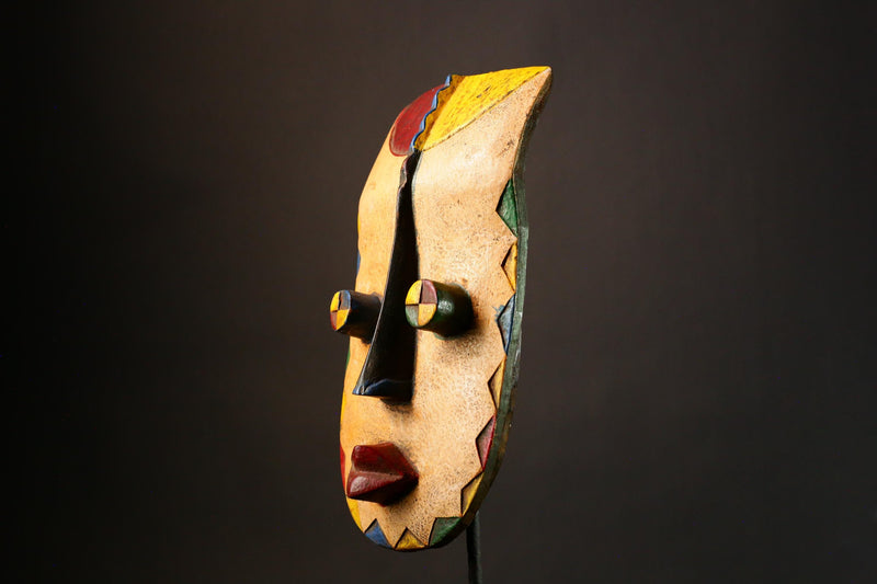 African Authentic Grebo Mask - Hand-Carved Wood Wall Decor, Unique Funeral Art Piece, Cultural Home Accent  for Collectors- G3318