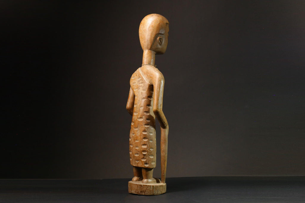 African Fante Maternity Figure Ghana Seated Female Fertility Art Figure -9117